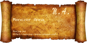 Menczer Anna névjegykártya
