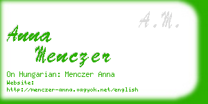 anna menczer business card